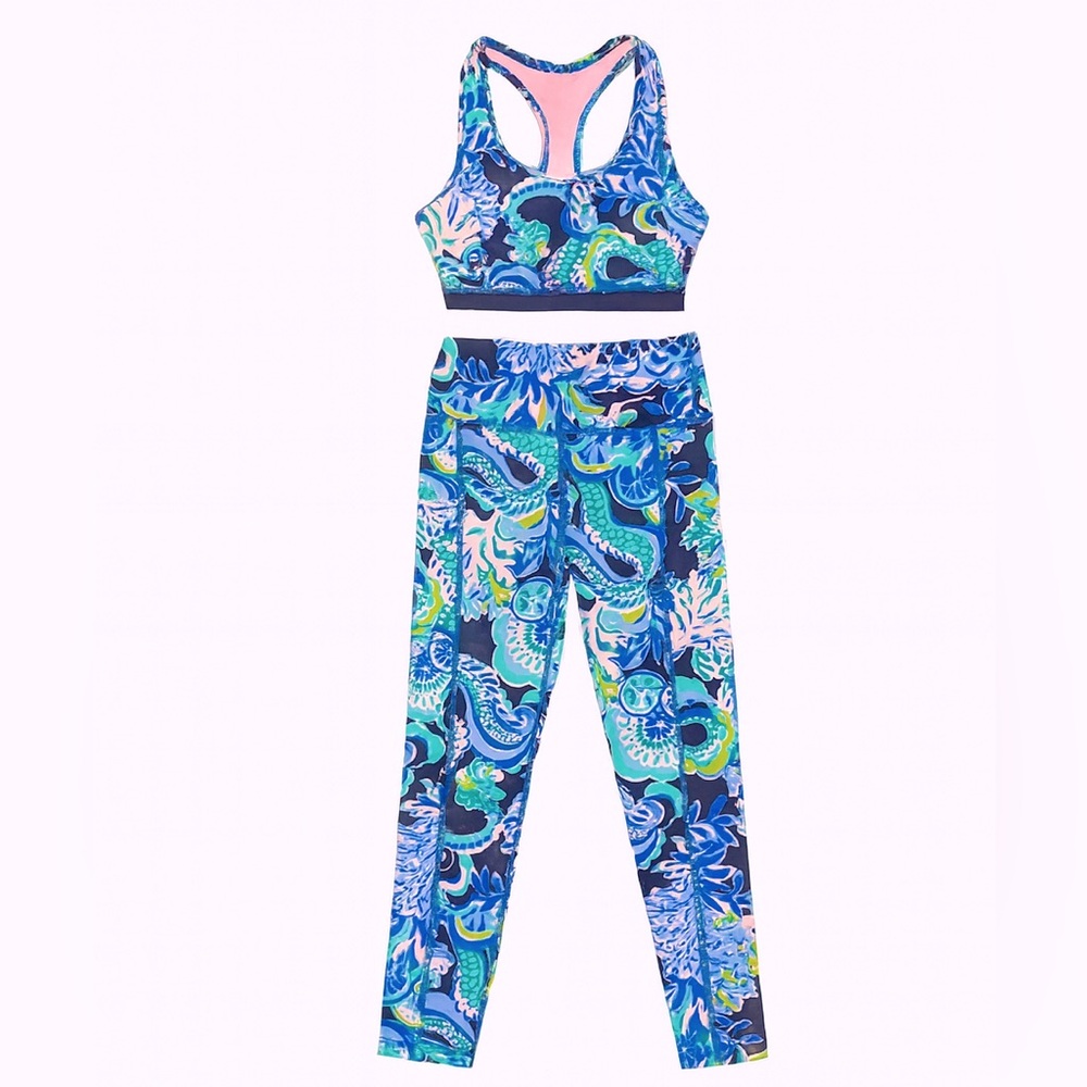 Lilly Pulitzer Luxletic Teegan Sports Bra and Legging Marching Set XS